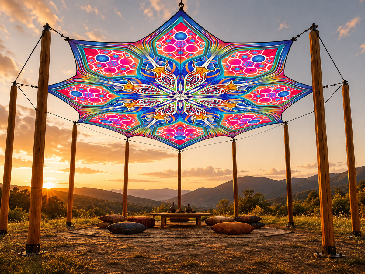 Eight Point Psychedelic Mandala Canopy