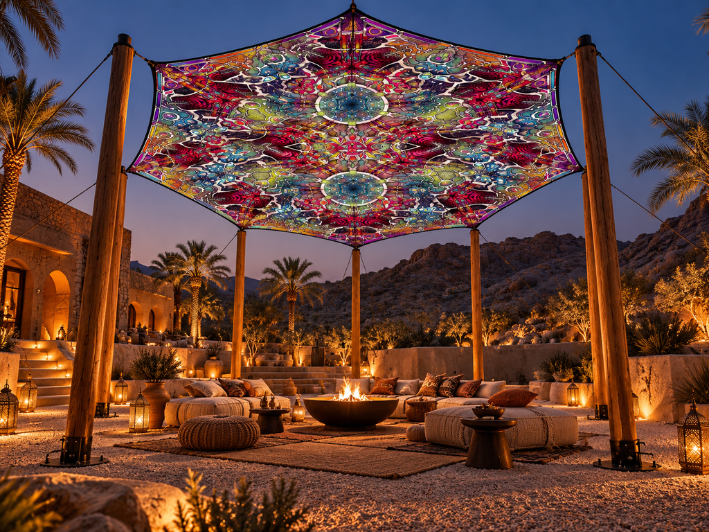 Kaleidoscopic Hexagon Psychedelic Canopy