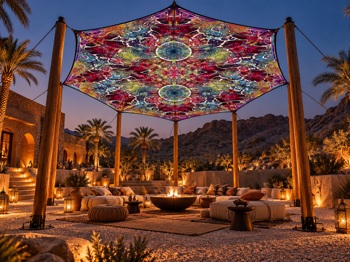 Kaleidoscopic Hexagon Psychedelic Canopy