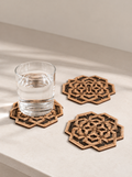 Geometric Flower Wooden Coasters Set