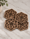 Geometric Hexagon Wooden Coasters Set of 6