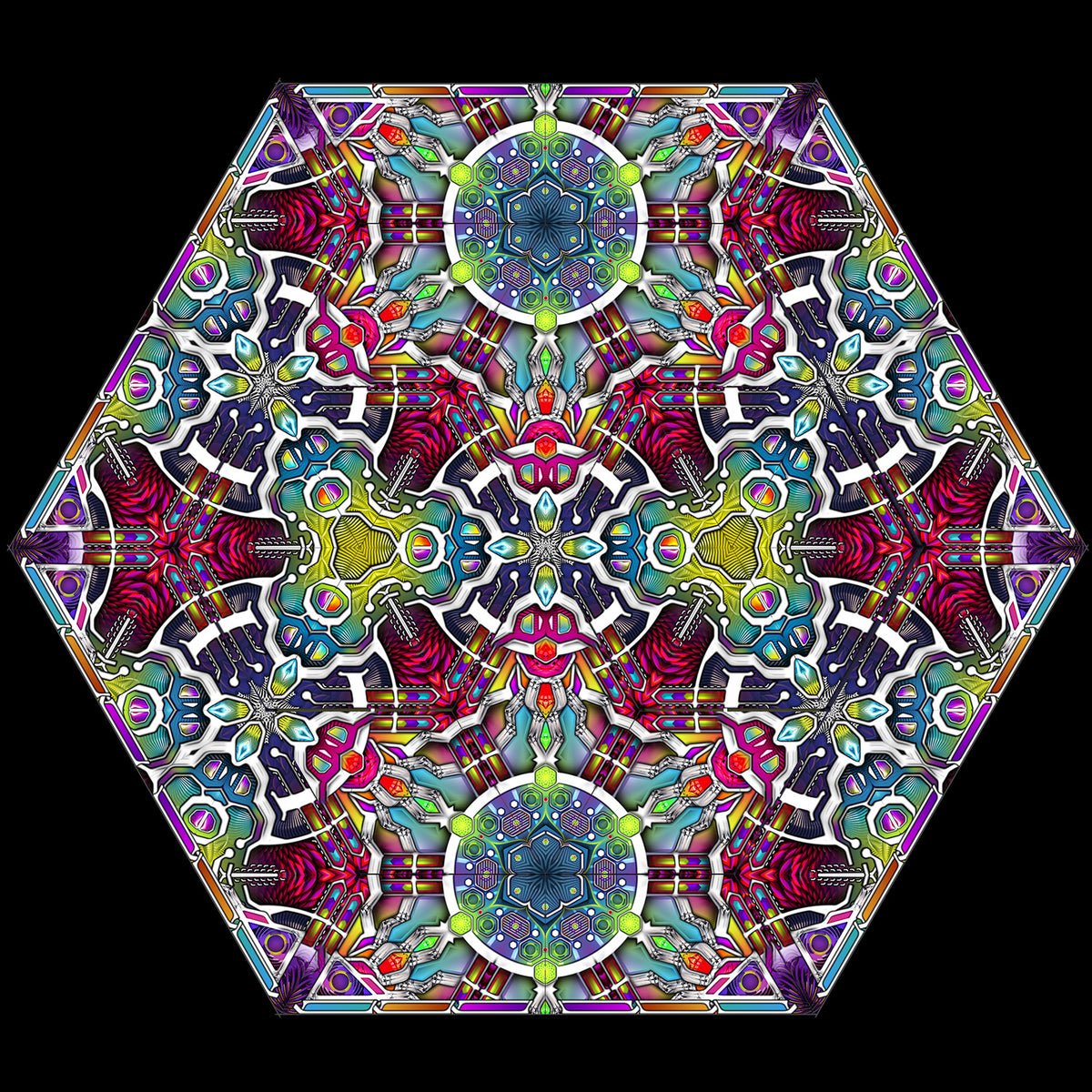 Kaleidoscopic Hexagon Psychedelic Canopy