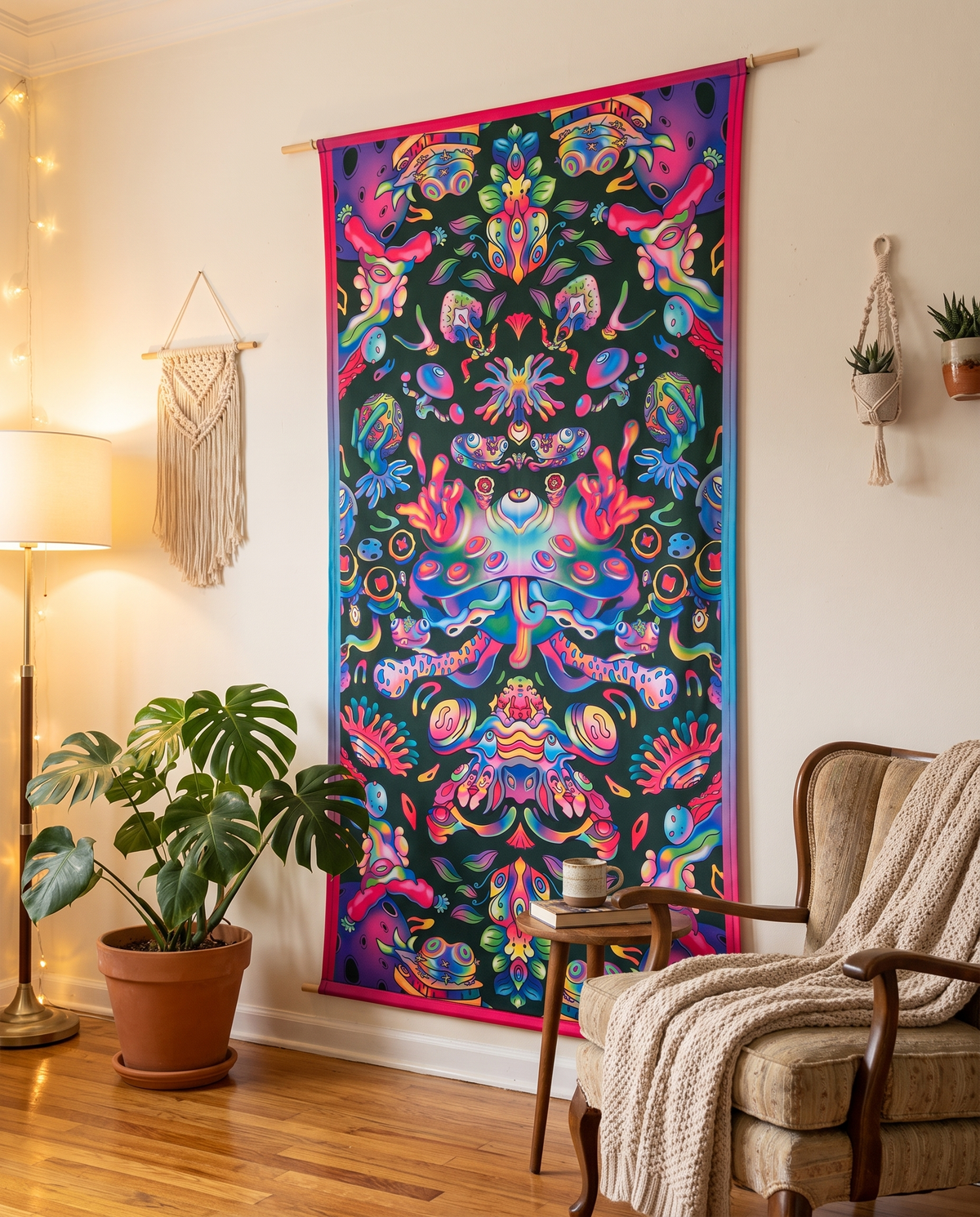 Psychedelic Cosmic Tapestry | Vibrant Bohemian Wall Art